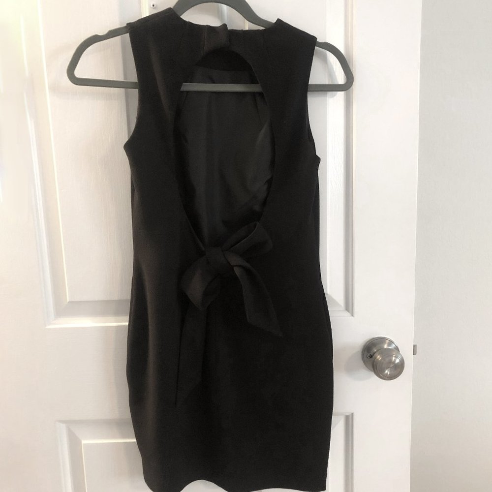 ASOS black mini dress open back bow tie